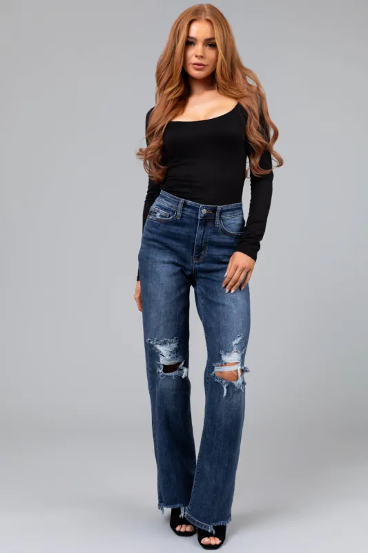 Judy Blue Dark Wash Straight Leg Jeans sold by Lime Lush