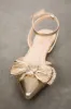 Gold Metallic Pointed Toe Flats with Bow Detail sold by Lime Lush