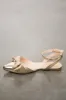 Gold Metallic Pointed Toe Flats with Bow Detail sold by Lime Lush