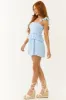 Bright Powder Blue Tiered Ruffle Romper sold by Lime Lush