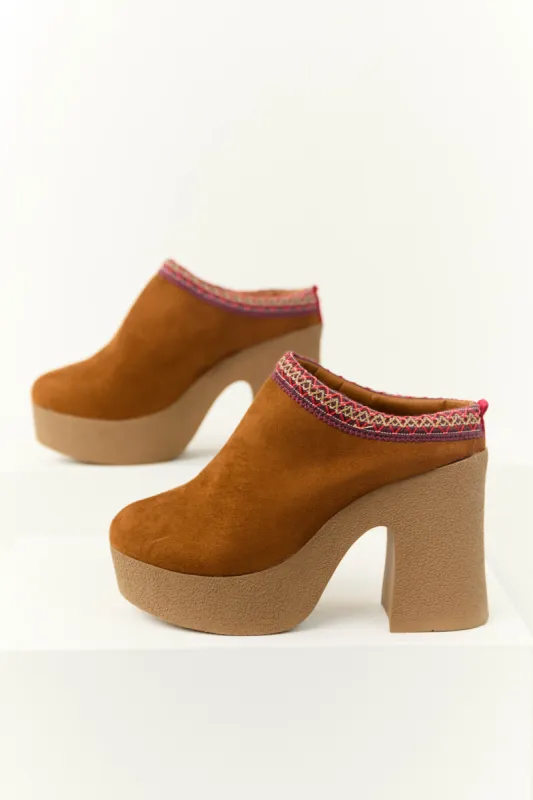 Spice Faux Suede Chunky Platform Heels sold by Lime Lush