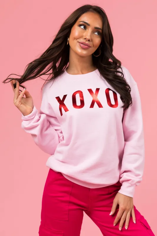 Carnation 'XOXO' Shiny Graphic Sweatshirt sold by Lime Lush