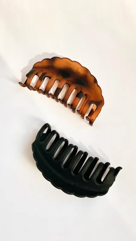 Black and Tortoise Shell Matte Claw Clips 2 Pack sold by Lime Lush