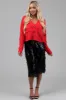Black Fringe Sequin Elastic Midi Skirt sold by Lime Lush