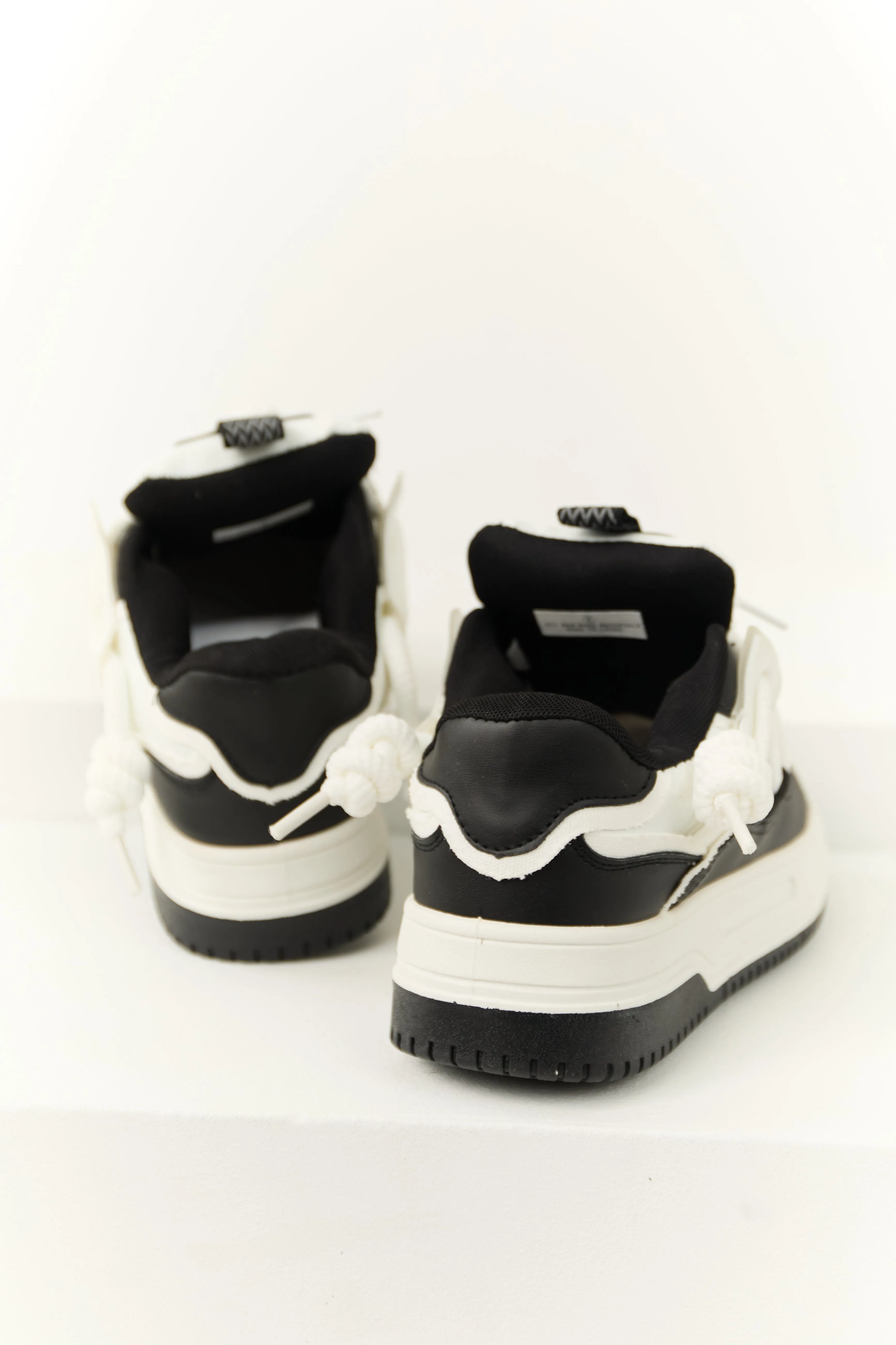 Black and Off White Lace Up Platform Sneakers sold by Lime Lush product image thumbnail 3