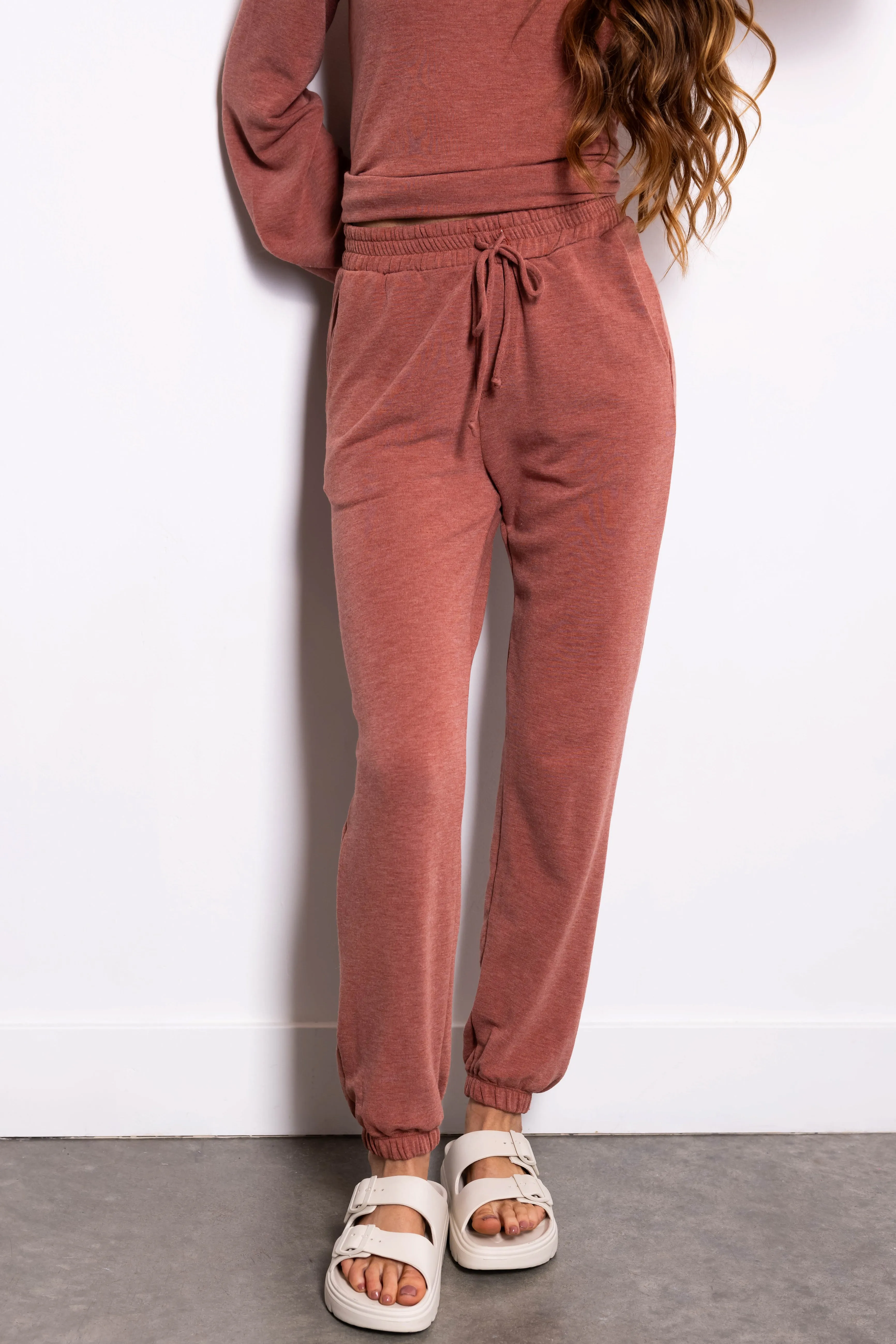 Heathered Rust Soft Knit Sweatpants sold by Lime Lush product image thumbnail 2