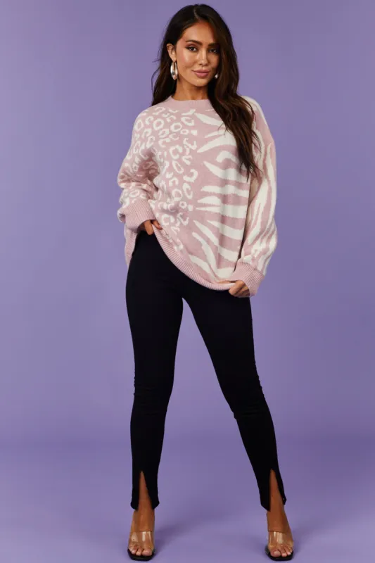 Black Knit High Waisted Side Slit Leggings sold by Lime Lush