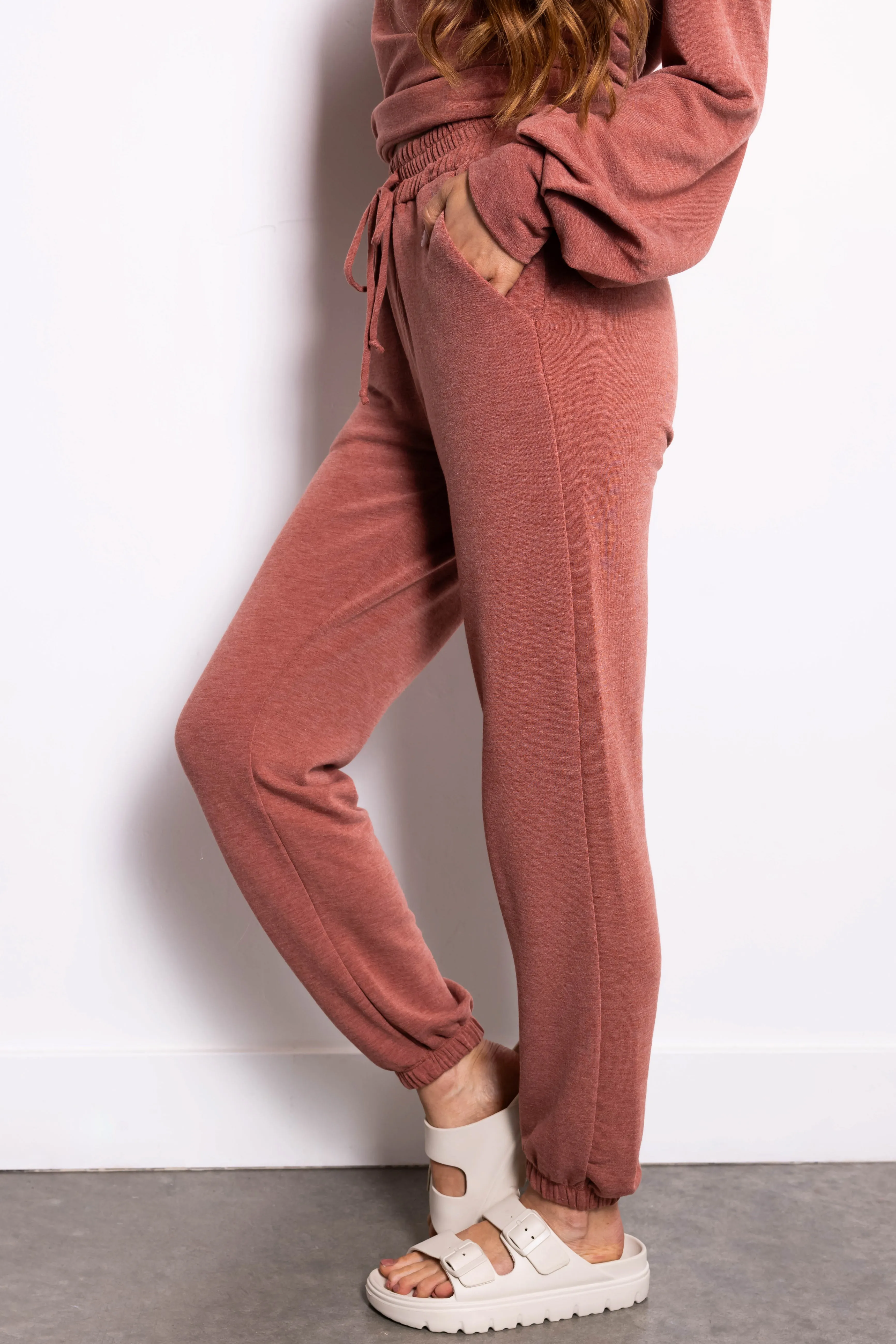 Heathered Rust Soft Knit Sweatpants sold by Lime Lush product image thumbnail 3