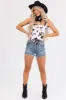 Off White Cow Print Sleeveless Crop Top sold by Lime Lush