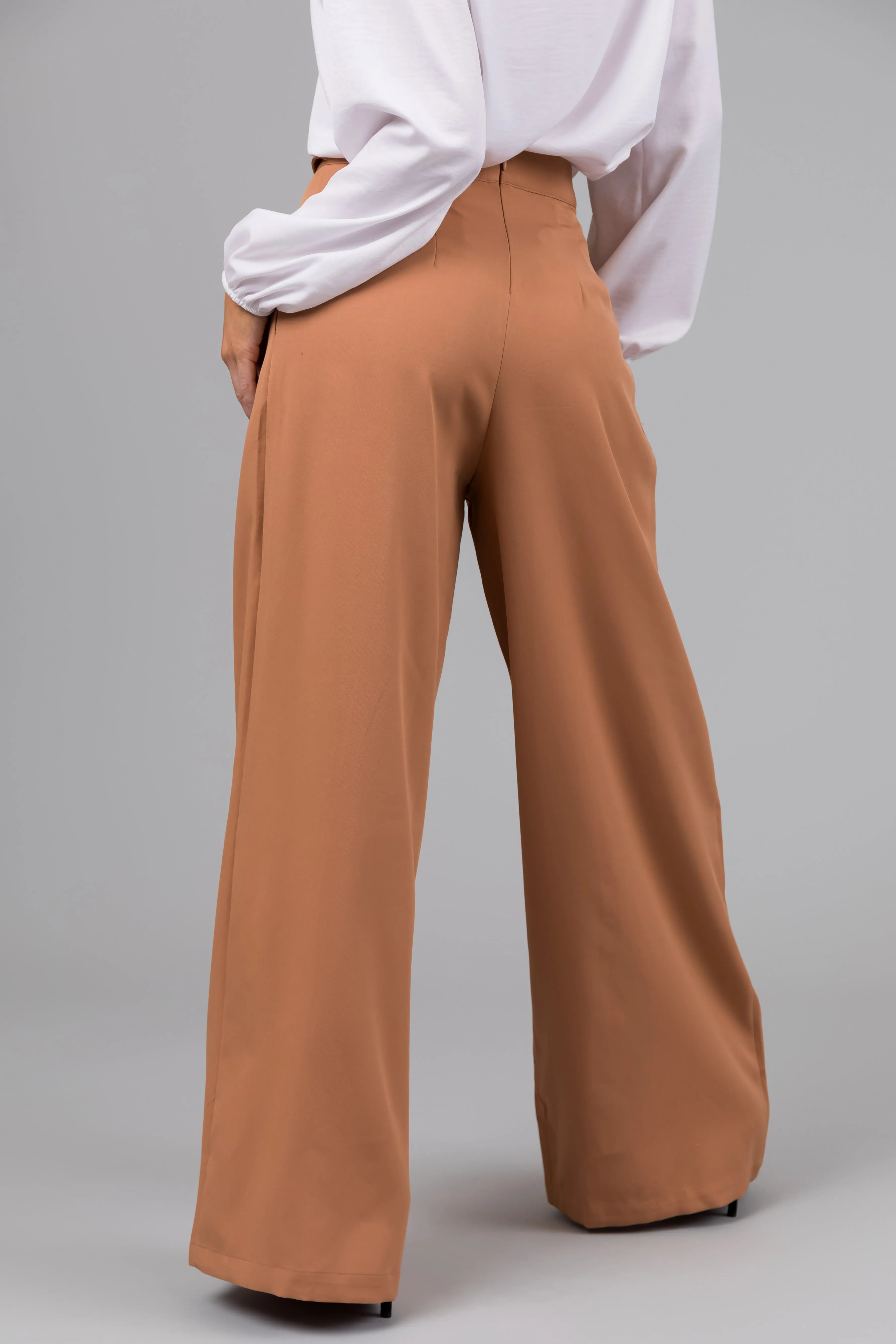 Sandstone Criss Cross Button Wide Leg Pants sold by Lime Lush product image thumbnail 5