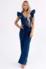 Flying Tomato Dark Wash Denim Zip Up Jumpsuit sold by Lime Lush