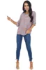 Lilac Floral Pattern 3/4 Sleeve Top with Back Keyhole Detail sold by Lime Lush