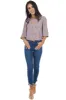 Lilac Floral Pattern 3/4 Sleeve Top with Back Keyhole Detail sold by Lime Lush