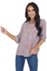 Lilac Floral Pattern 3/4 Sleeve Top with Back Keyhole Detail sold by Lime Lush