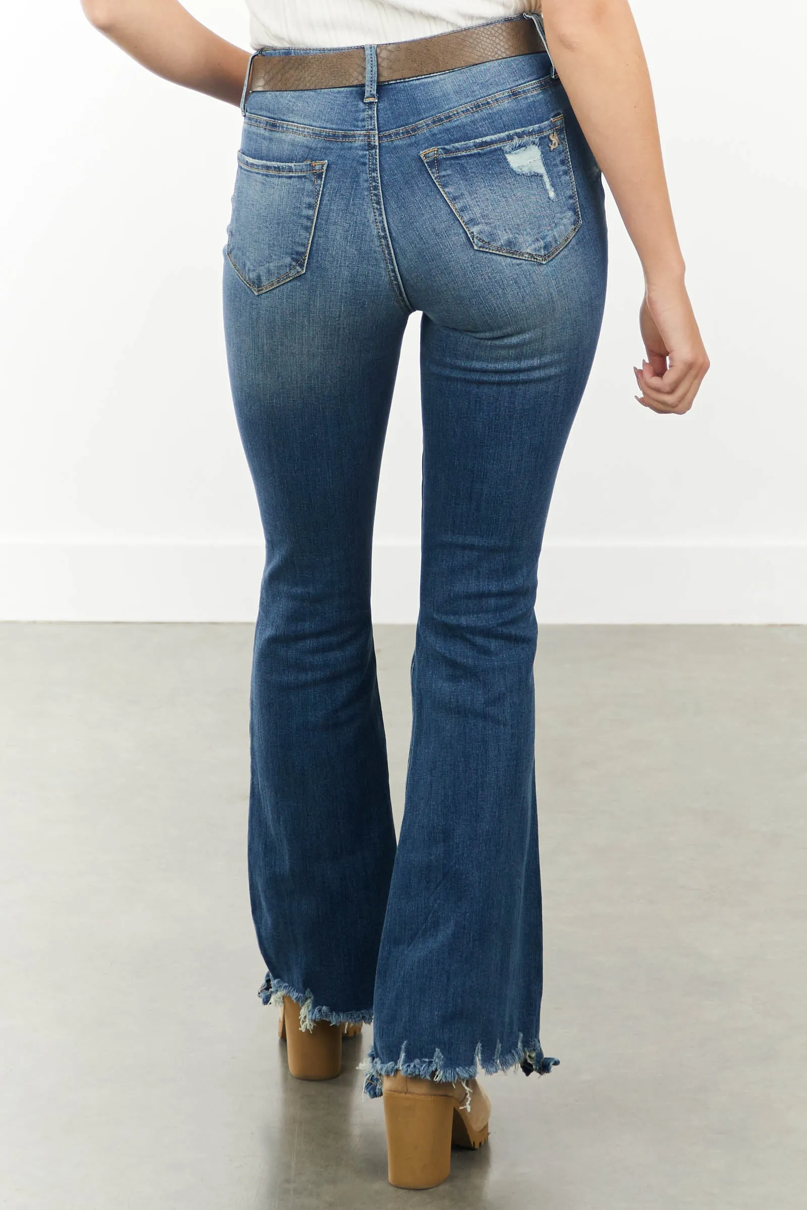 Special A Medium High Rise Flare Cut Distressed Jeans sold by Lime Lush product image thumbnail 3