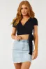 Black Short Sleeve Cropped Wrap Top sold by Lime Lush