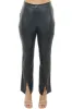 Black Faux Leather Slit Hem Straight Pants sold by Lime Lush