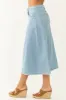 Light Wash Denim Frayed Hem Midi Skirt sold by Lime Lush