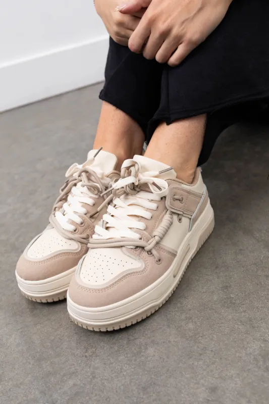 Oatmeal Colorblock Chunky Sneakers sold by Lime Lush