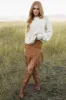 Caramel Soft Suede Fringe Skirt with Studs sold by Lime Lush