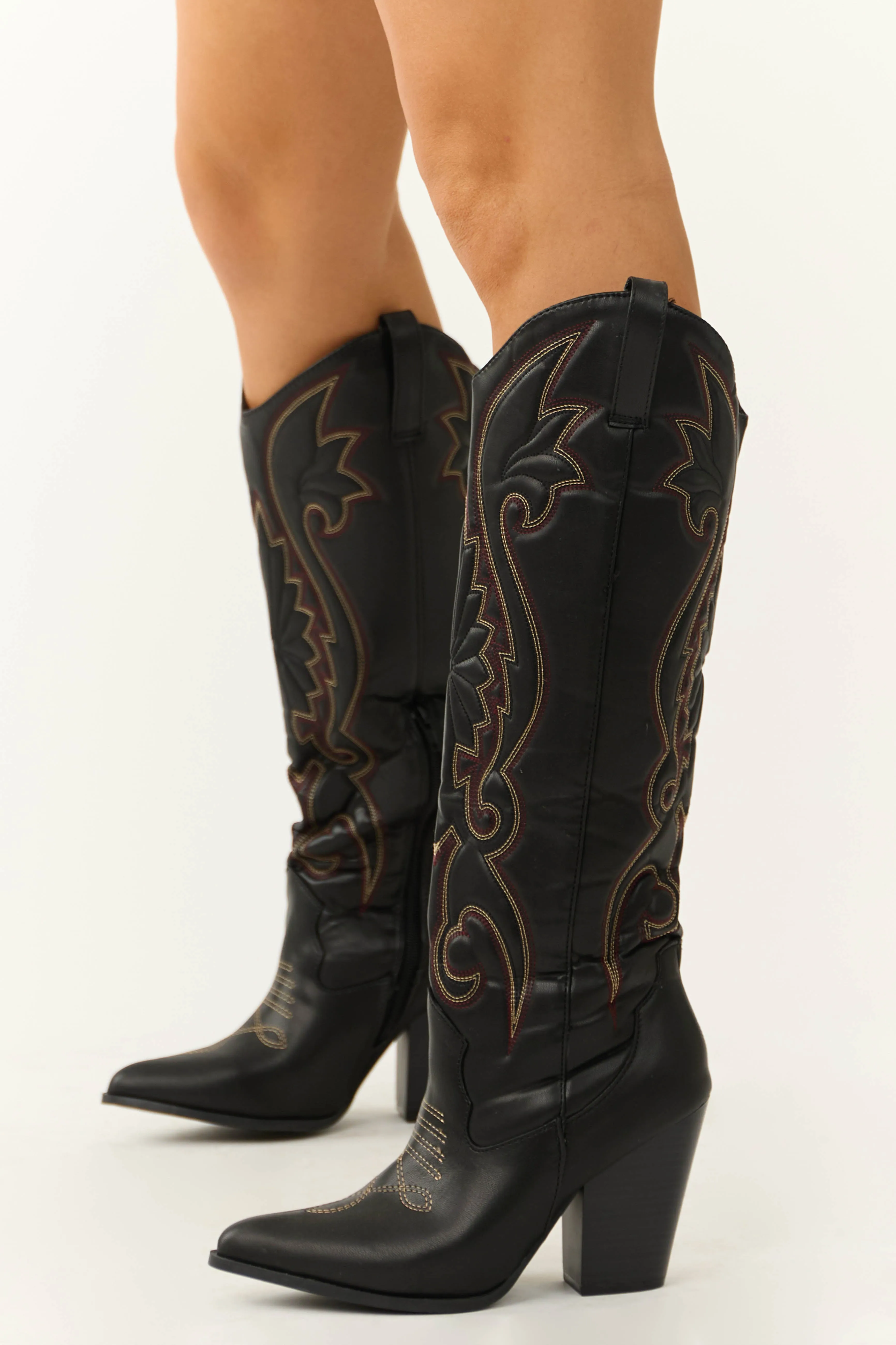 Black Knee High Embroidered Western Boots sold by Lime Lush product image thumbnail 5