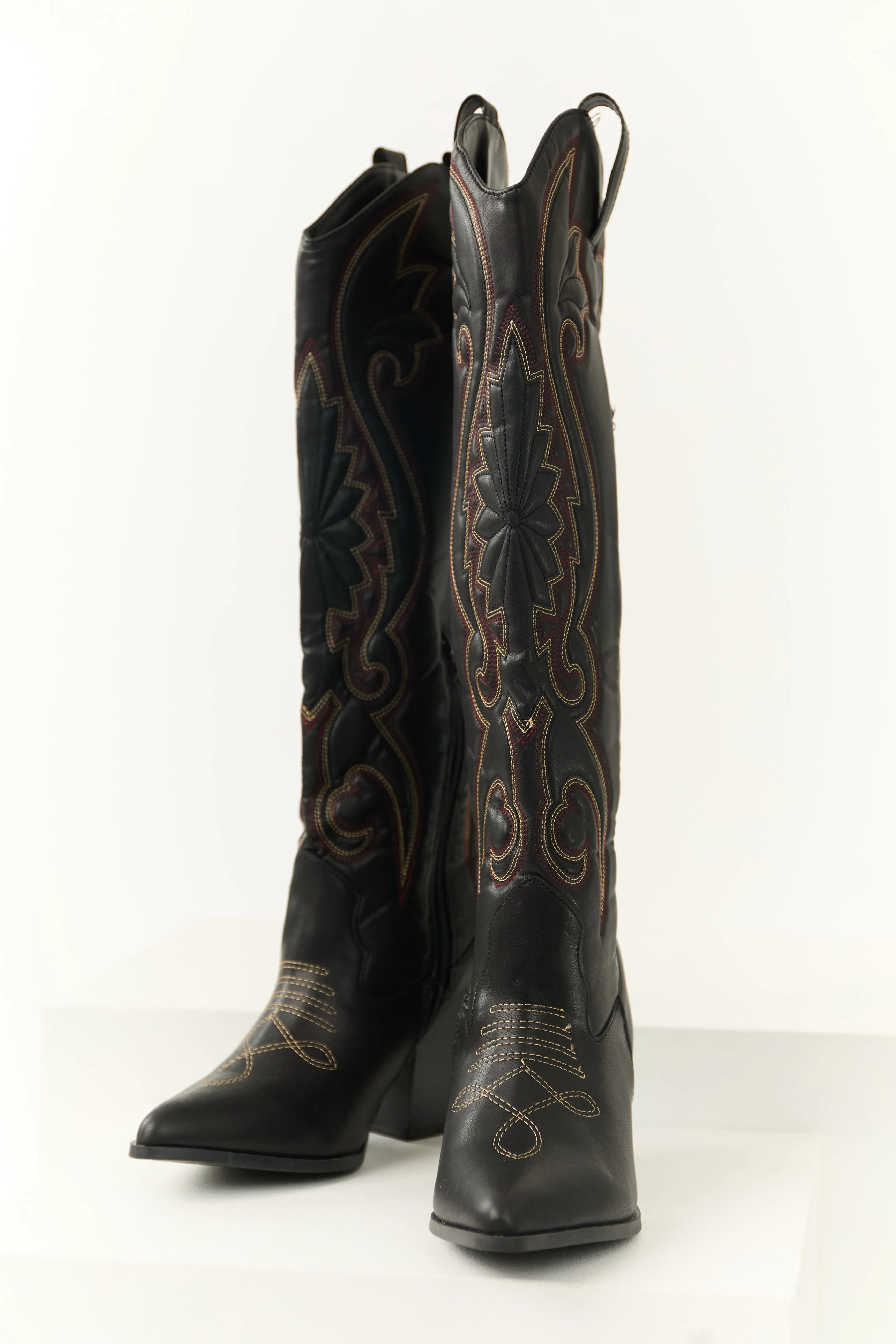 Black Knee High Embroidered Western Boots sold by Lime Lush product image thumbnail 3