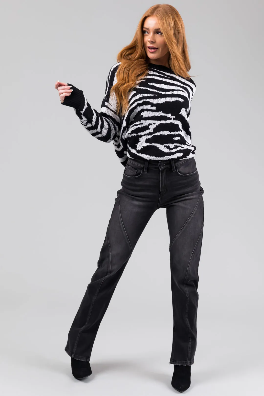 KanCan Black Straight Leg Seam Detail Jeans sold by Lime Lush