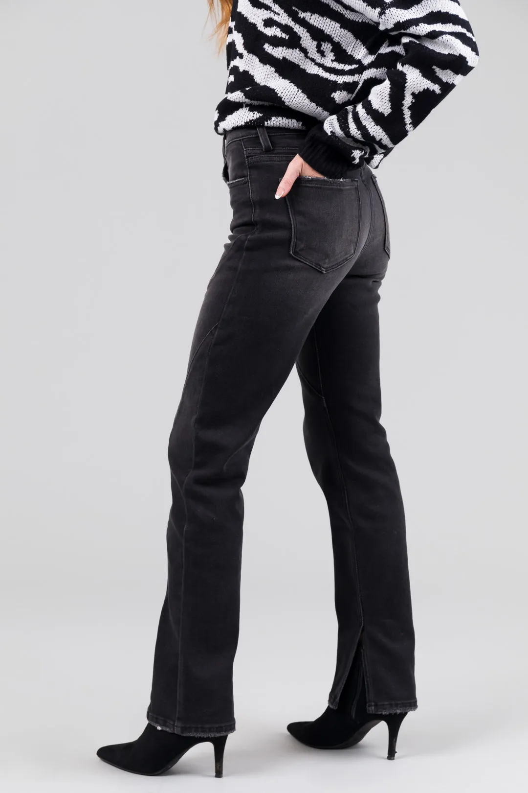 KanCan Black Straight Leg Seam Detail Jeans sold by Lime Lush product image thumbnail 3