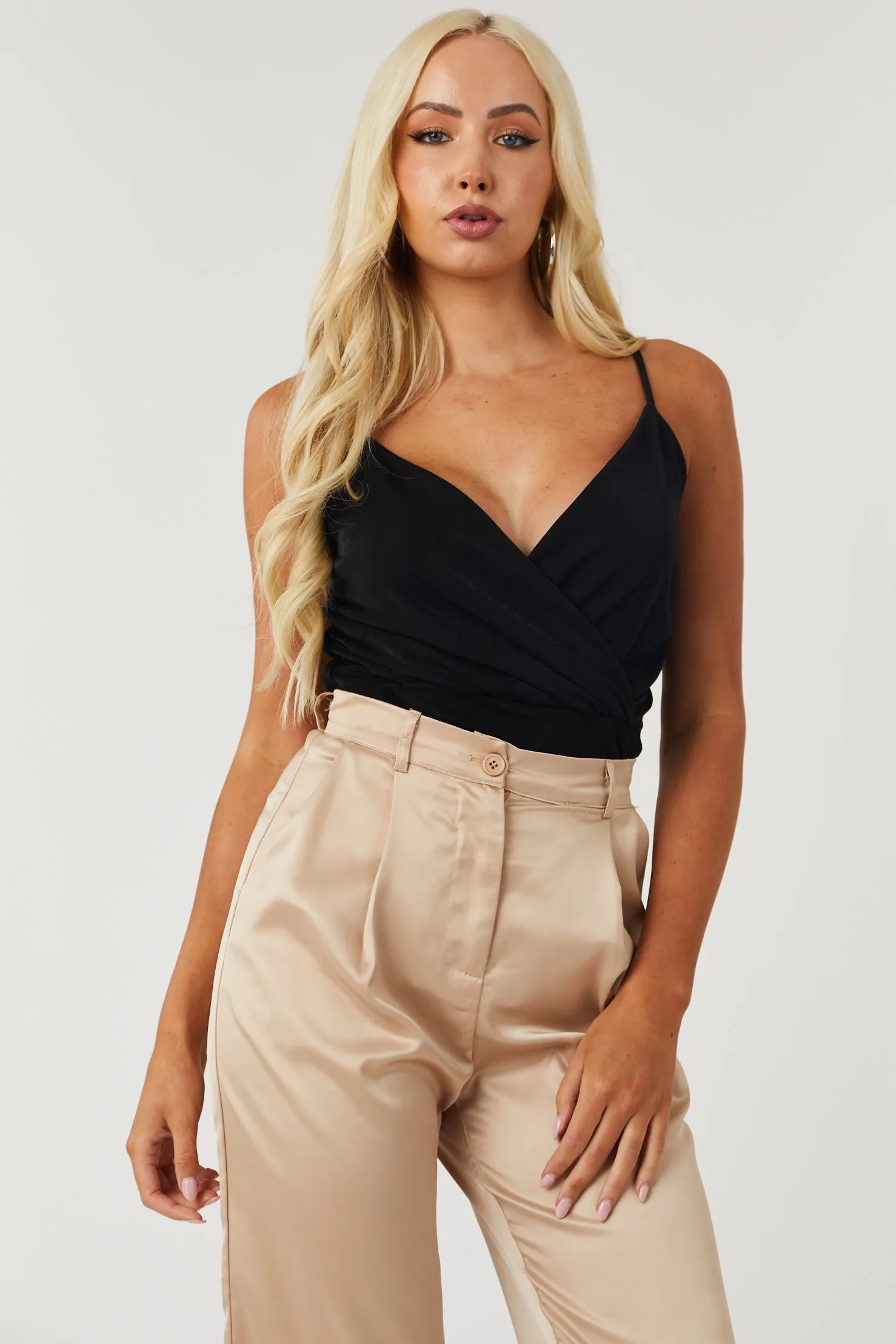 Black Sleeveless V Neck Knit Bodysuit sold by Lime Lush product image thumbnail 2