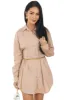 Tea Rose Button Up Long Sleeve Collared Mini Dress sold by Lime Lush