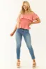Vintage Coral Smocked Off Shoulder Peplum Top sold by Lime Lush