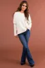 Cream Long Sleeve Front Seam Knit Sweater sold by Lime Lush