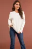 Cream Long Sleeve Front Seam Knit Sweater sold by Lime Lush