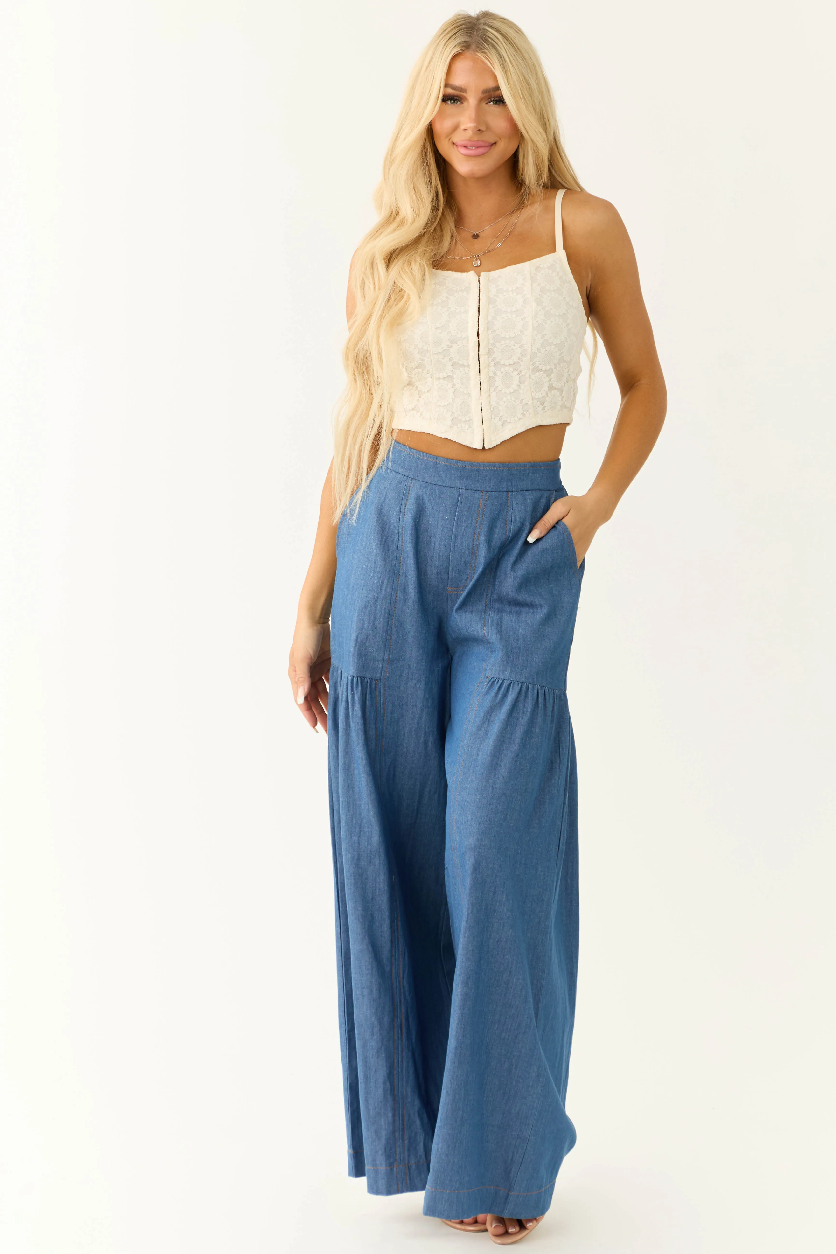 Cream Lace Corset Style Sleeveless Top sold by Lime Lush product image thumbnail 2