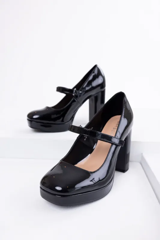 Black Mary Jane Chunky Heels sold by Lime Lush