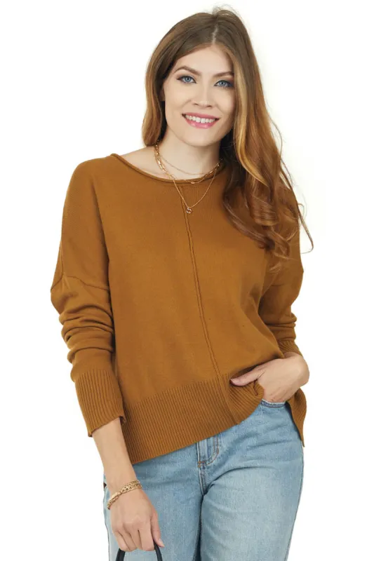 Peanut Long Sleeve Rounded Neckline Knit Sweater sold by Lime Lush