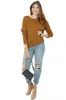 Peanut Long Sleeve Rounded Neckline Knit Sweater sold by Lime Lush