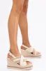 Beige Cross Strap Espadrille Platform Wedges sold by Lime Lush