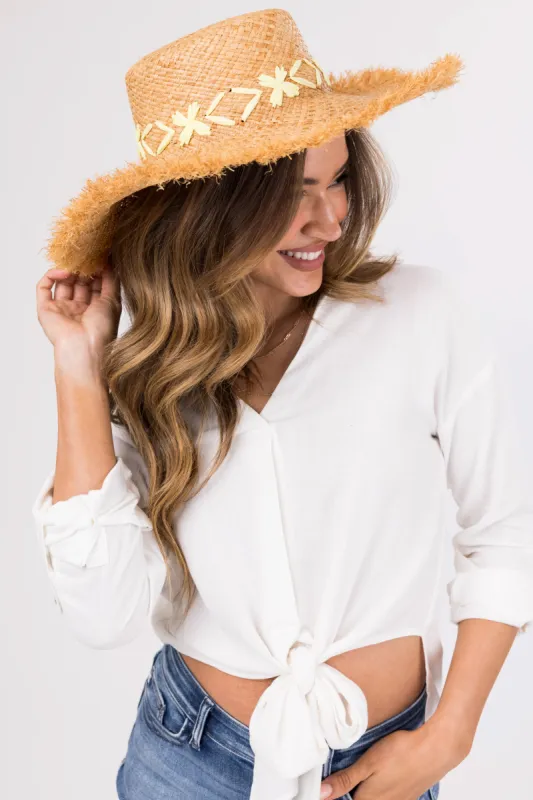 Natural Raffia Sun Hat with Yellow Details sold by Lime Lush