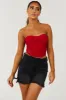Cherry Red Mesh Strapless Corset Crop Top sold by Lime Lush