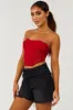 Cherry Red Mesh Strapless Corset Crop Top sold by Lime Lush