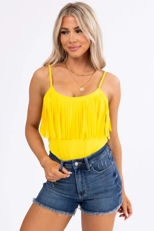 Amber Sleeveless Bodysuit with Fringe sold by Lime Lush