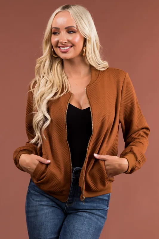 Sepia Zip Up Jacket with Ribbing made by Staccato
