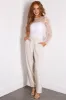 Oatmeal Pleated Straight Leg Linen Pants sold by Lime Lush