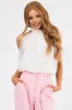Ivory Halter Bow Tie Organza Fabric Bodysuit sold by Lime Lush
