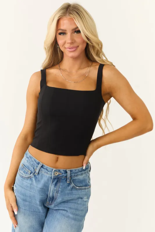 Black Square Neck Bustier Tank Top sold by Lime Lush