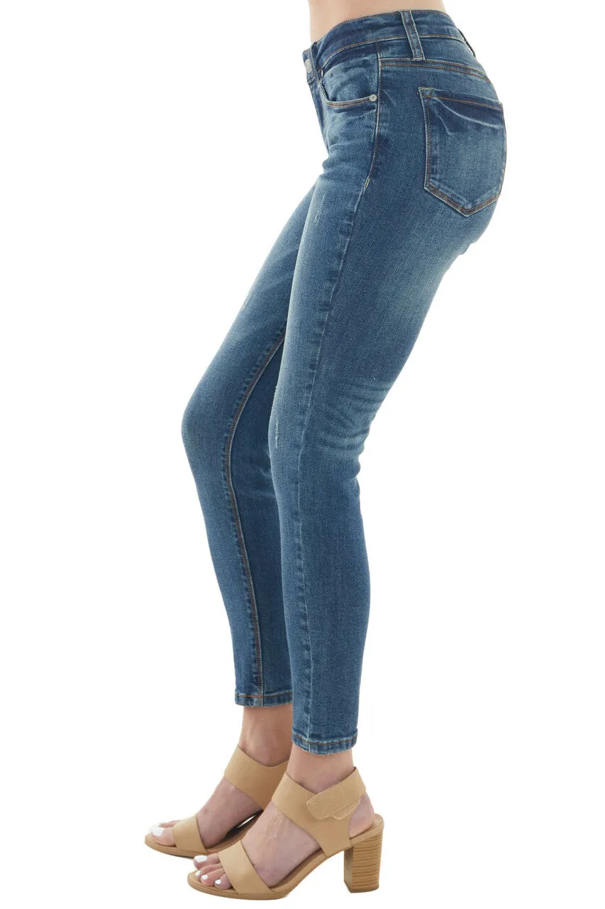 Medium Wash Mid Rise Ankle Skinny Jeans sold by Lime Lush product image thumbnail 2