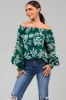 Forest Off the Shoulder Floral Print Blouse sold by Lime Lush