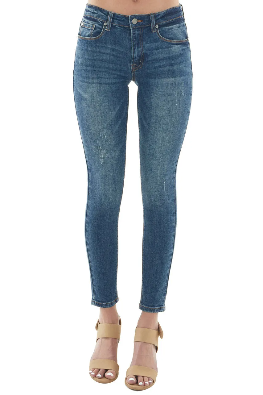 Medium Wash Mid Rise Ankle Skinny Jeans sold by Lime Lush product image thumbnail 5