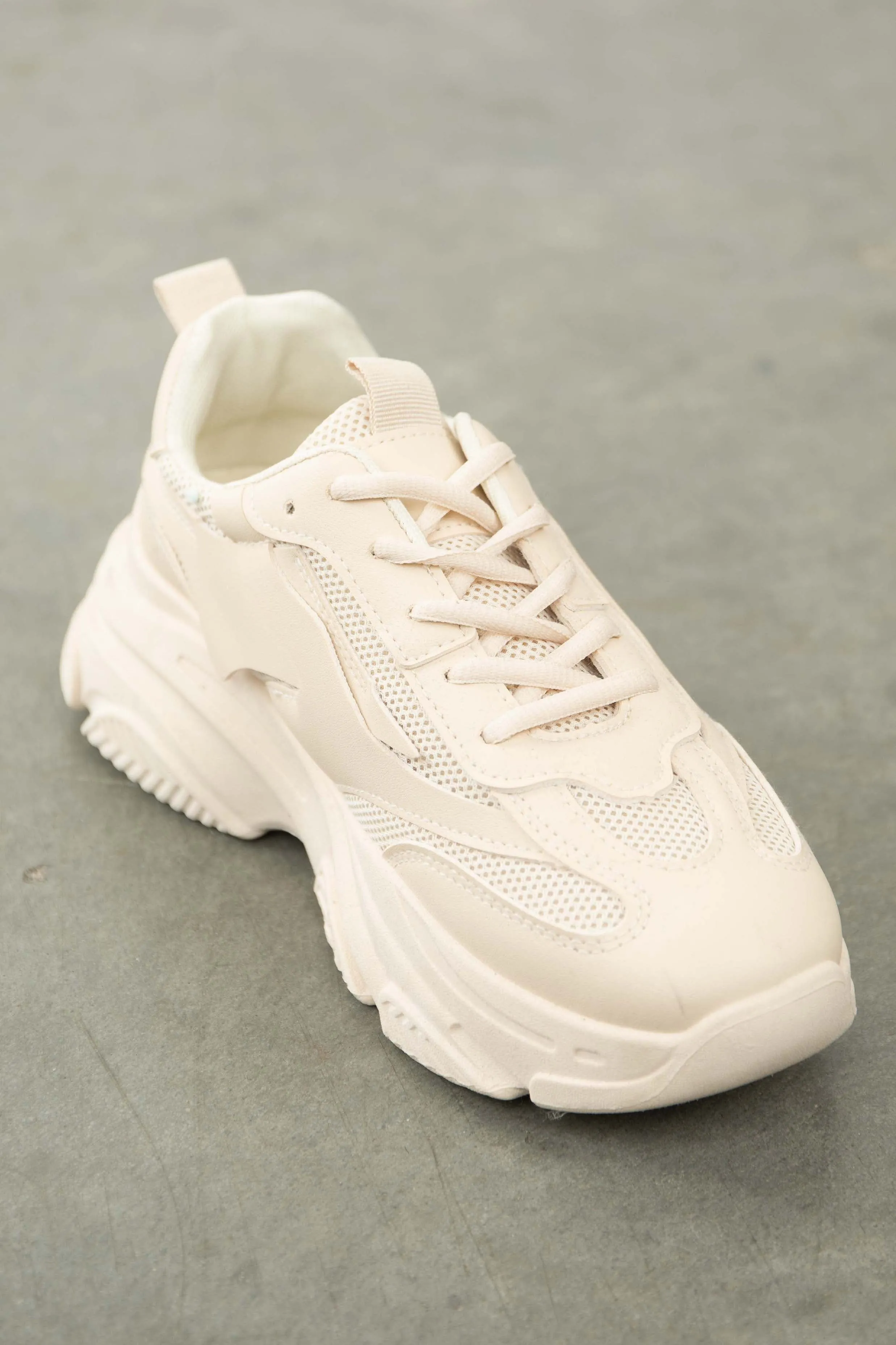 Champagne Lace Up Chunky Sole Sneakers sold by Lime Lush product image thumbnail 5